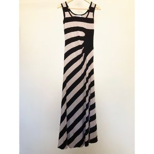Black and Tan Striped Maxi Dress, Small